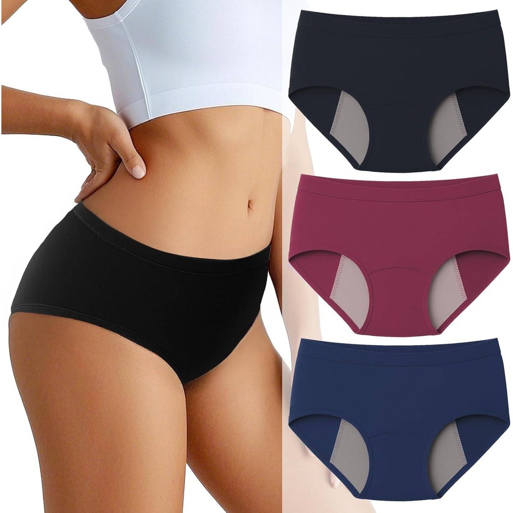 Set of 3 MSRP $31 Incontinence Women's M Underwear Cotton Period Panties